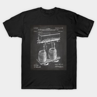 Beer Keg Patent - Home Brewer Craft Beer Art - Black Chalkboard T-Shirt